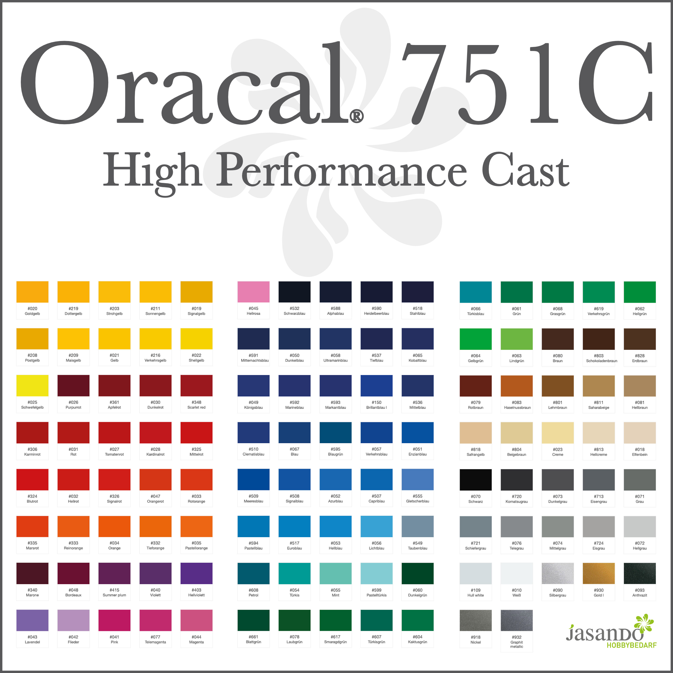 12,65eur/m2 ORACAL High Perform Cast 751C Plotterfolie Autofolie