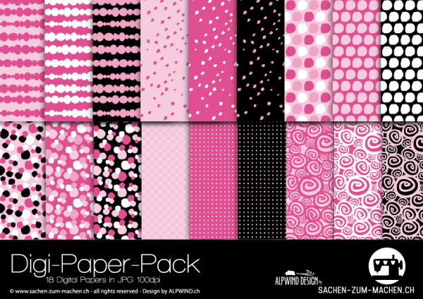  Jasando.ch - Digi-Paper-Pack dots pink
