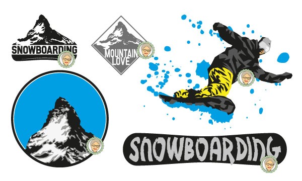 Jasando.ch - Plotterdatei Set Snowboard/Wintersport - 5-teiliges Set