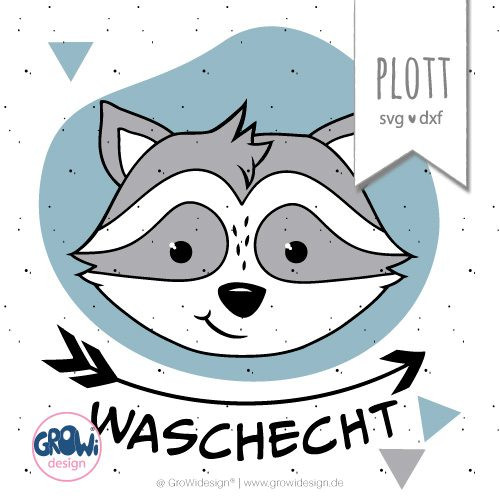 Jasando.ch - Plotterdatei Waschbär - Button Waschecht