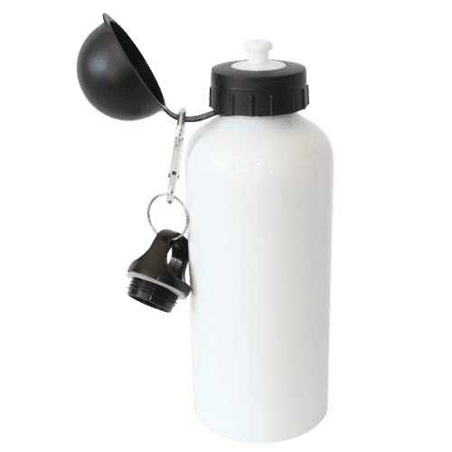 Jasando.ch - Aluminium Trinkflasche mit zwei Deckeln Fassungsvermögen 400 ml, weiss