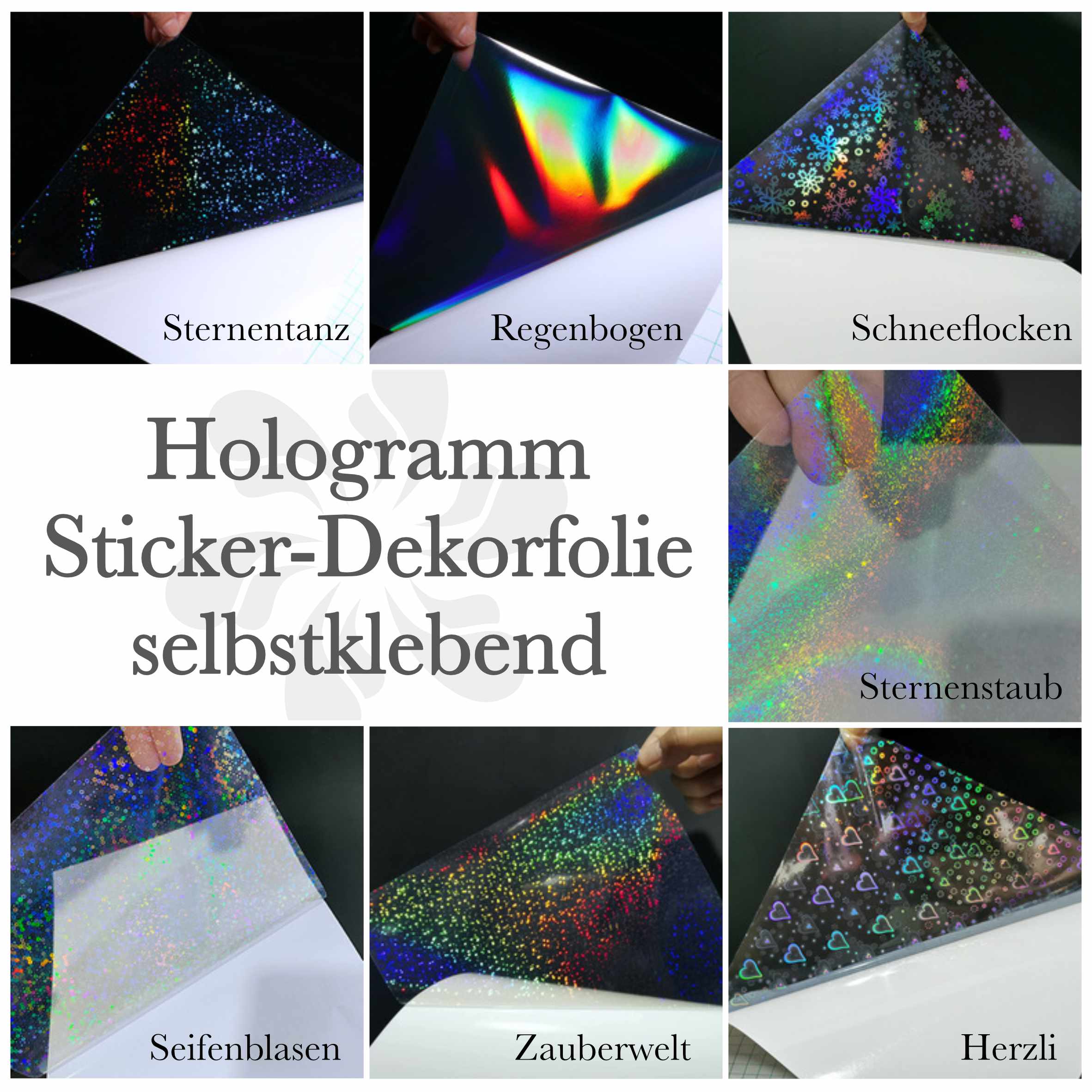Hologramm Sticker-Dekorfolie - diverse Varianten