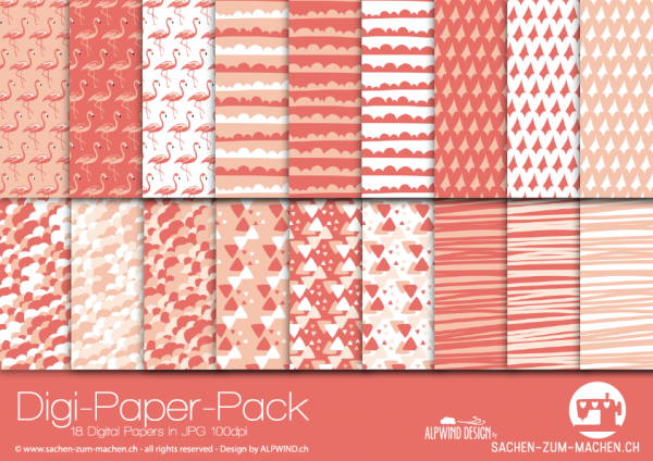 Jasando.ch - Digi-Paper-Pack flamingo apricot