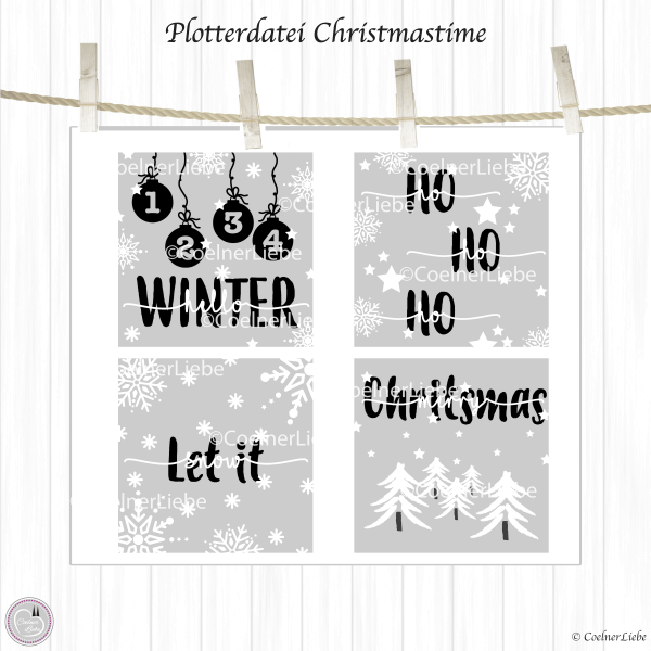 Jasando.ch - Plotterdatei Christmastime, 4 Designs