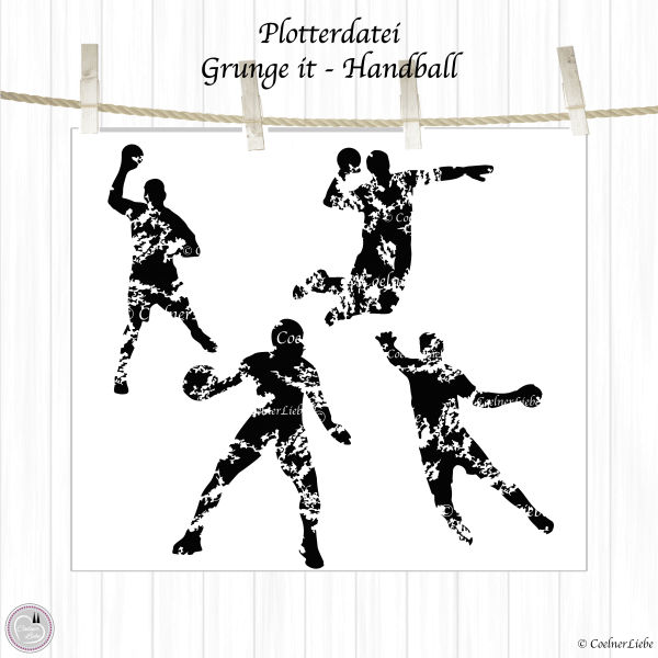 Jasando.ch - Plotterdatei Handball, 4 Spieler, Silhouetten, 4 Designs
