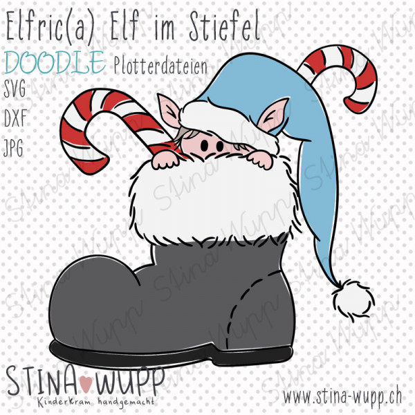 Jasando.ch - Plotterdatei Elfric(a) Elf im Stiefel