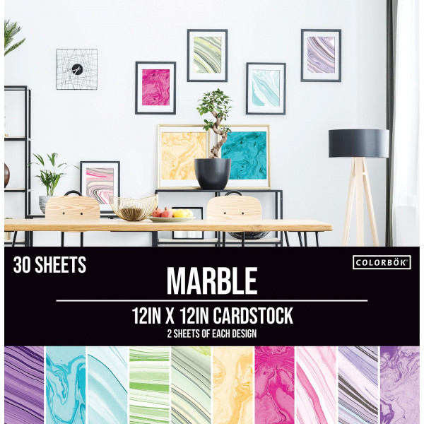 Jasando.ch - Cardstock Papierblock 210 g/m2 - 12’’ x 12’’ - Marble