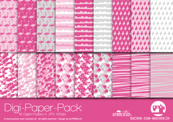 Jasando.ch - Digi-Paper-pack flamingo pink